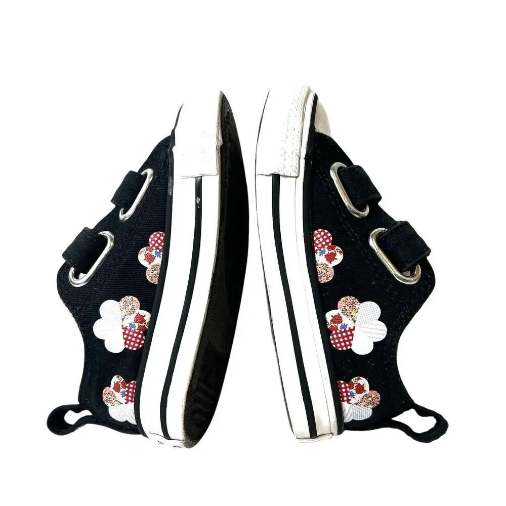 Converse Infant Girls 5 Black/Multicolor Balloons Print Snap On Low Top Sneakers